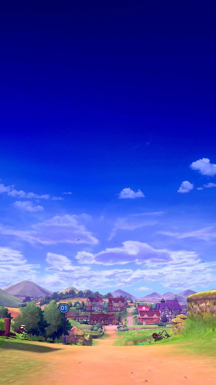 Poke Village Scenic Landscape with Rolling Hills and Blue Sky HD phone wallpaper