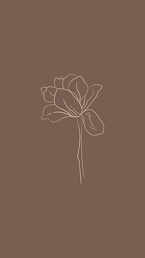 Minimalist Boho Botanical Line Art Flower on Warm Brown Background HD phone wallpaper