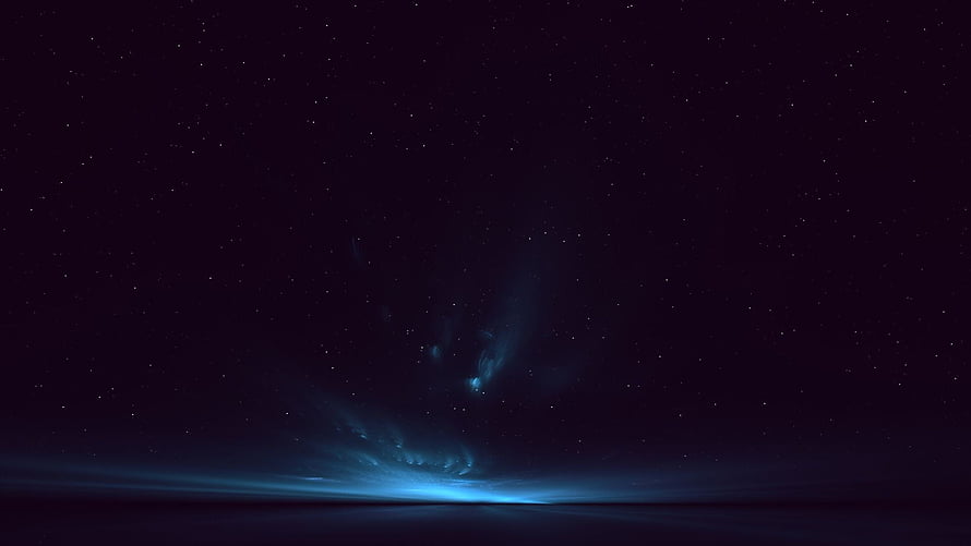 Deep Space Starfield with Faint Blue Nebula Glow on Dark Horizon HD wallpaper