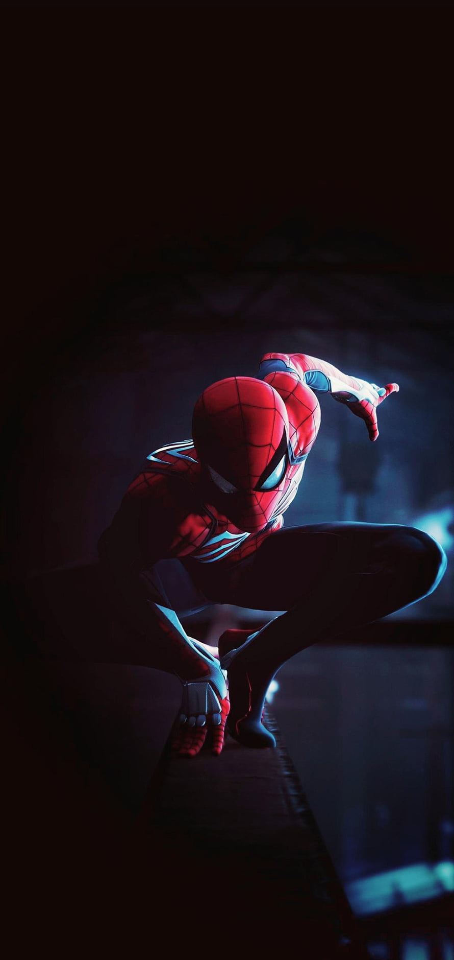 Spider-Man Into the Spider-Verse Miles Morales Crouching on Rooftop at Night, Punch Hole for Galaxy Note 20 & Galaxy S20 Series, Middle Hole Punch HD phone wallpaper
