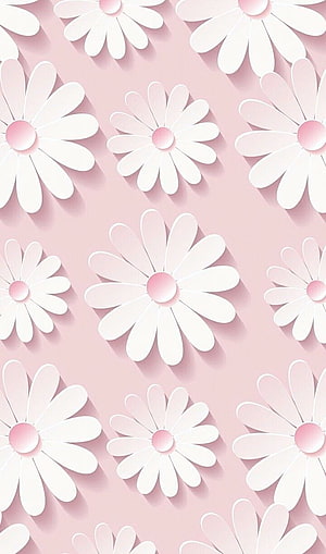 Pastel Pink Paper Cutout Daisy Pattern with Soft Shadows and 3D Depth HD phone wallpaper