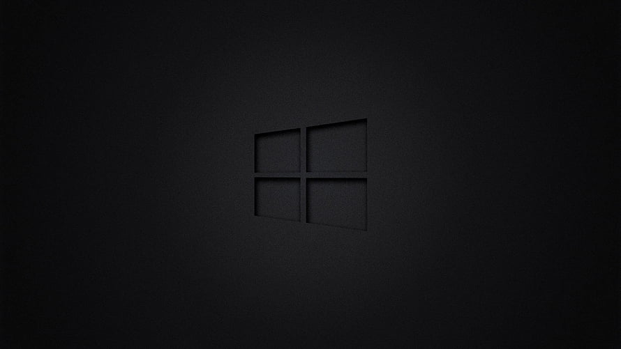 Windows 10 Dark Minimalist Desktop Background with Subtle Four-Pane Logo HD wallpaper