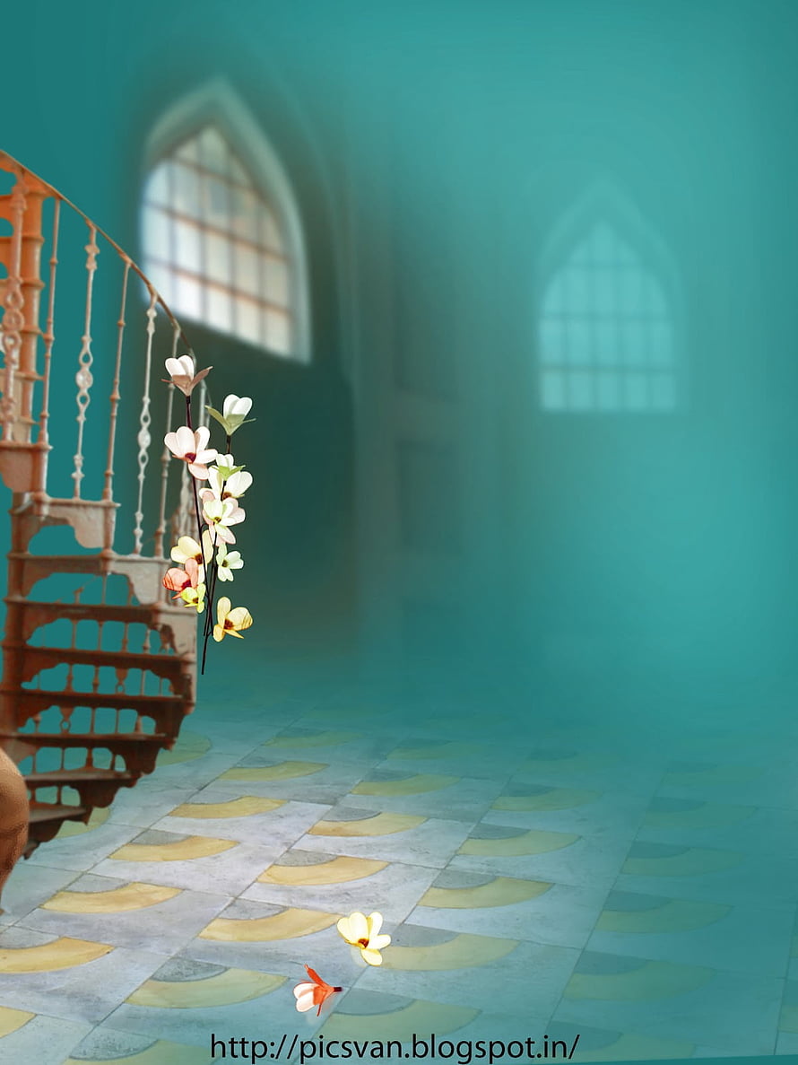 Elegant Wedding Staircase with Floral Accents and Soft Teal Atmosphere HD phone wallpaper