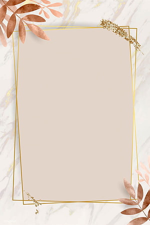 Elegant Gold Foil Floral Frame on White Marble Background HD phone wallpaper