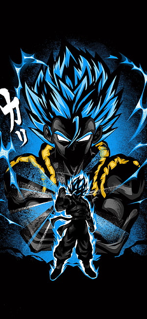 Goku Blue Super Saiyan Anime Illustration with Dark Aura and Energy Effects HD phone wallpaper