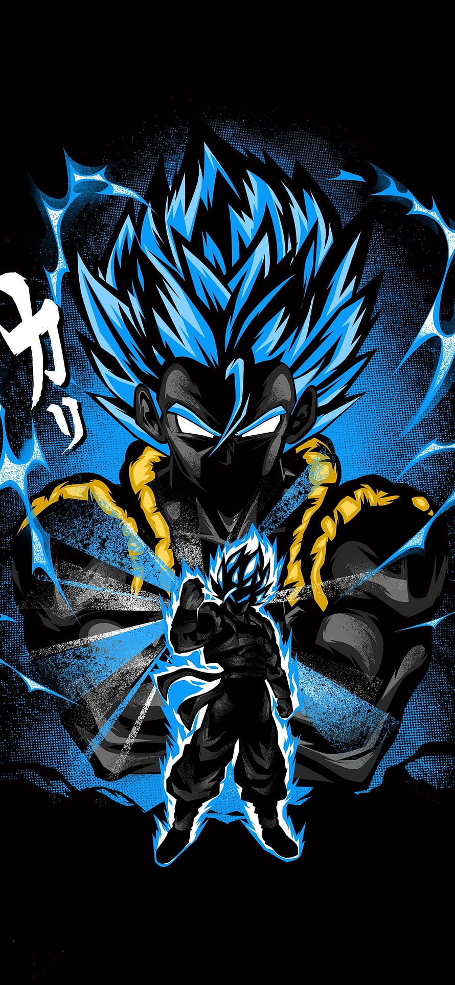 Goku Blue Super Saiyan Anime Illustration with Dark Aura and Energy Effects HD phone wallpaper