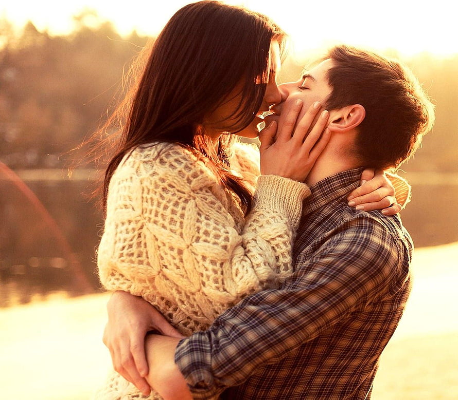 Romantic Couple Kissing in Golden Hour Light with Knit Sweater and Plaid Shirt, Romantic Whatsapp Dp Pics . Romantic love couple, Romantic couple hug, Cute love couple HD wallpaper