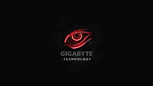 Gigabyte Technology Red Eye Logo on Dark Background HD wallpaper
