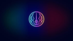 Neon Star Wars Rebel Alliance Symbol Glowing Logo on Dark Background HD wallpaper