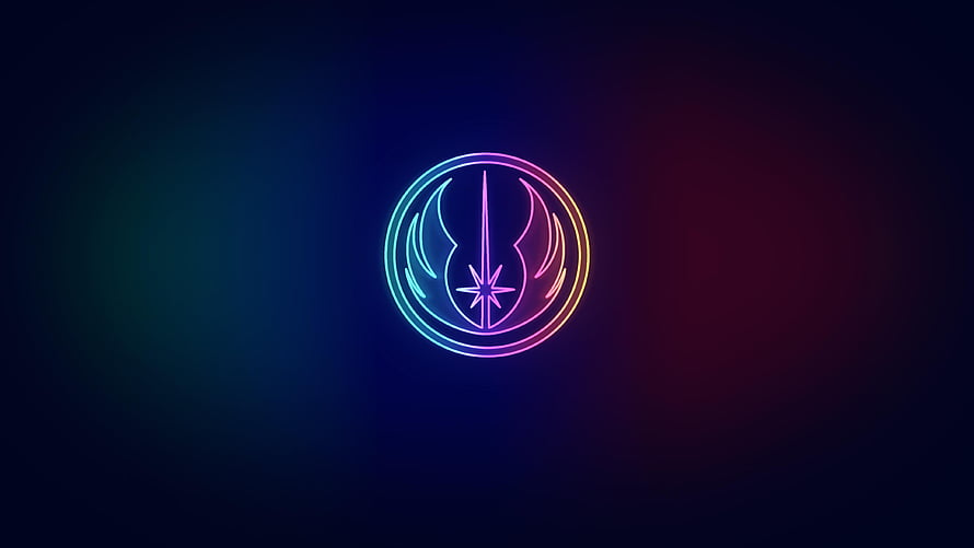 Neon Star Wars Rebel Alliance Symbol Glowing Logo on Dark Background HD wallpaper