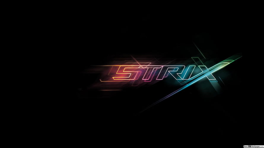 ASUS ROG Strix Neon Logo on Black Background HD wallpaper