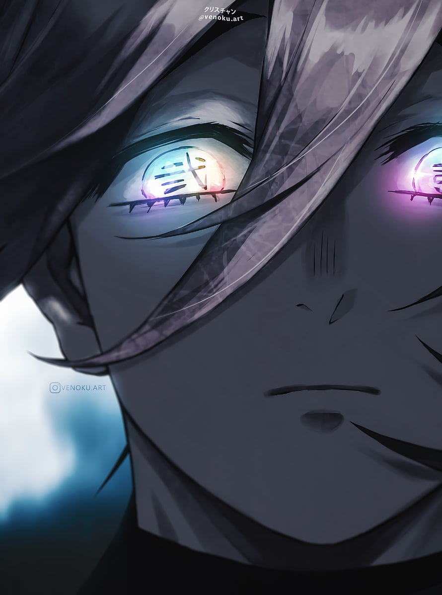 Doma from Demon Slayer Kny with Glowing Kanji Eyes in Dark Anime Art HD phone wallpaper