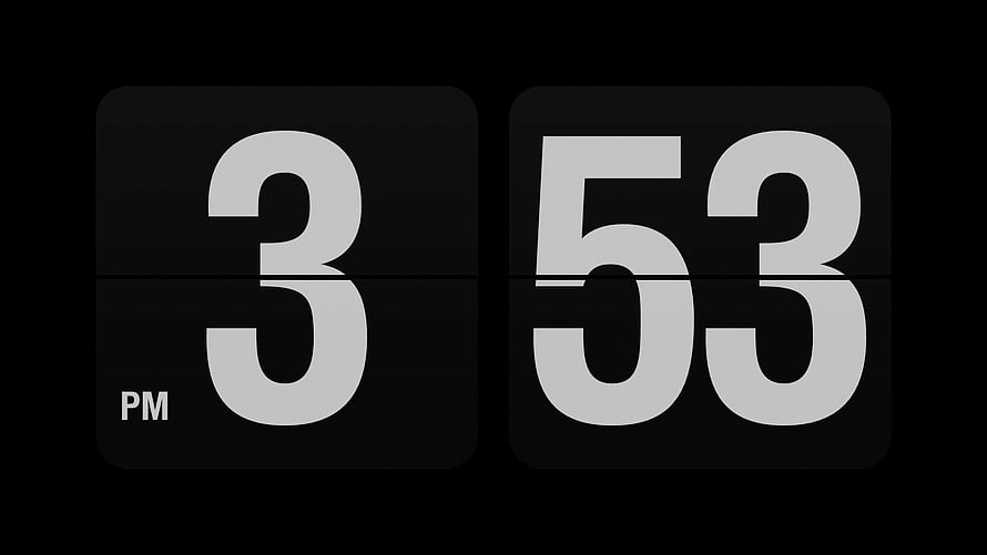 Minimalist Flip Clock Displaying Time 3:53 PM on Black Background HD wallpaper