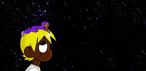 Lil Uzi Vert Cartoon Illustration Against Starry Night Sky HD wallpaper