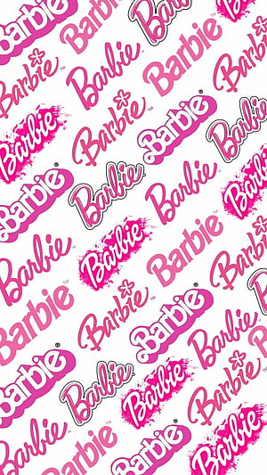 Barbie Logo Pattern Wallpaper in Pink and White HD phone wallpaper