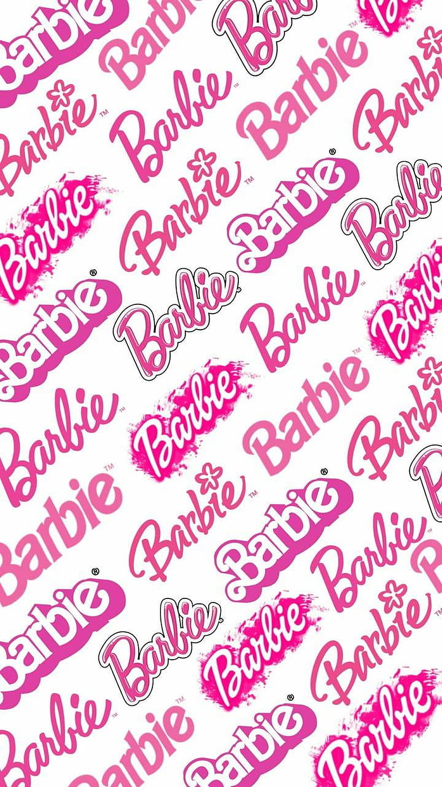 Barbie Logo Pattern Wallpaper in Pink and White HD phone wallpaper