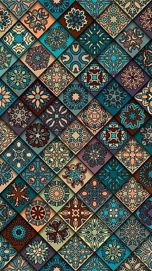 Intricate Mandala Tile Pattern with Earthy Tones and Geometric Floral Motifs HD phone wallpaper