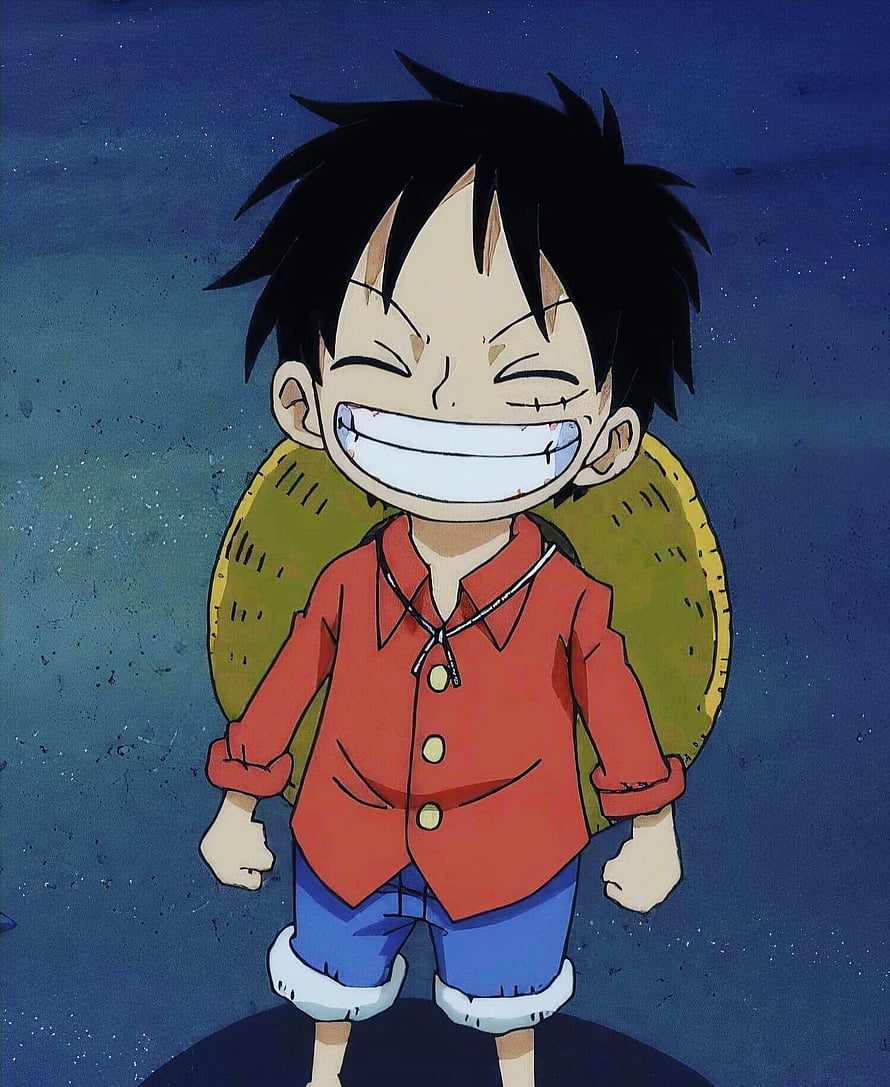 Young Monkey D. Luffy Smiling with Straw Hat and Red Shirt Anime Wallpaper HD phone wallpaper
