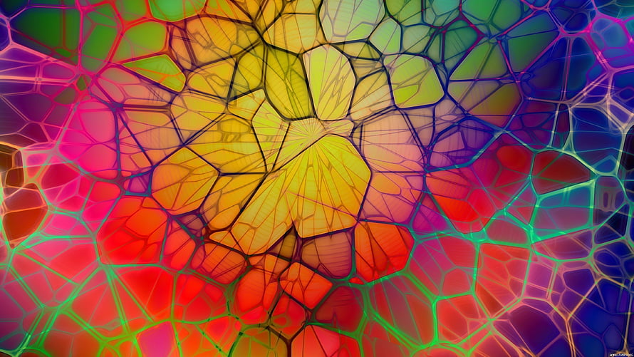 Vibrant Multicolored Voronoi Pattern Abstract Digital Art HD wallpaper