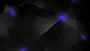 Dark Geometric Abstract Background with Blue Neon Light Streaks and Faceted Polygons HD wallpaper