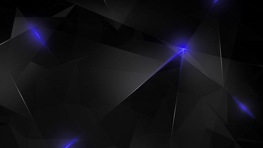Dark Geometric Abstract Background with Blue Neon Light Streaks and Faceted Polygons HD wallpaper