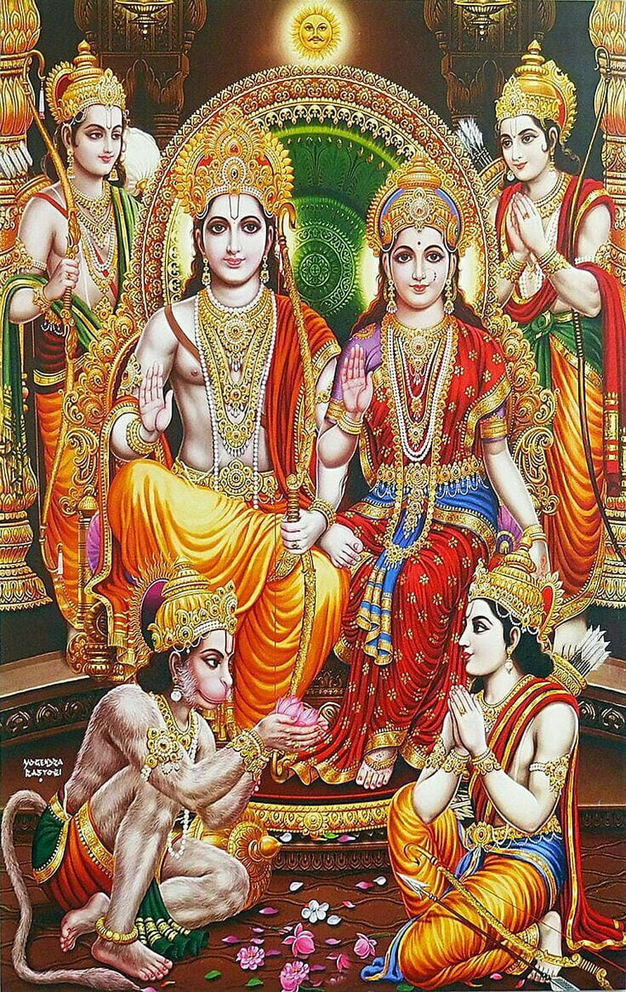 Lord Rama and Sita with Hanuman and Lakshmana Hindu Deity Art, Jay Shri Ram ji. Sita ram, Hanuman, Lord vishnu HD phone wallpaper