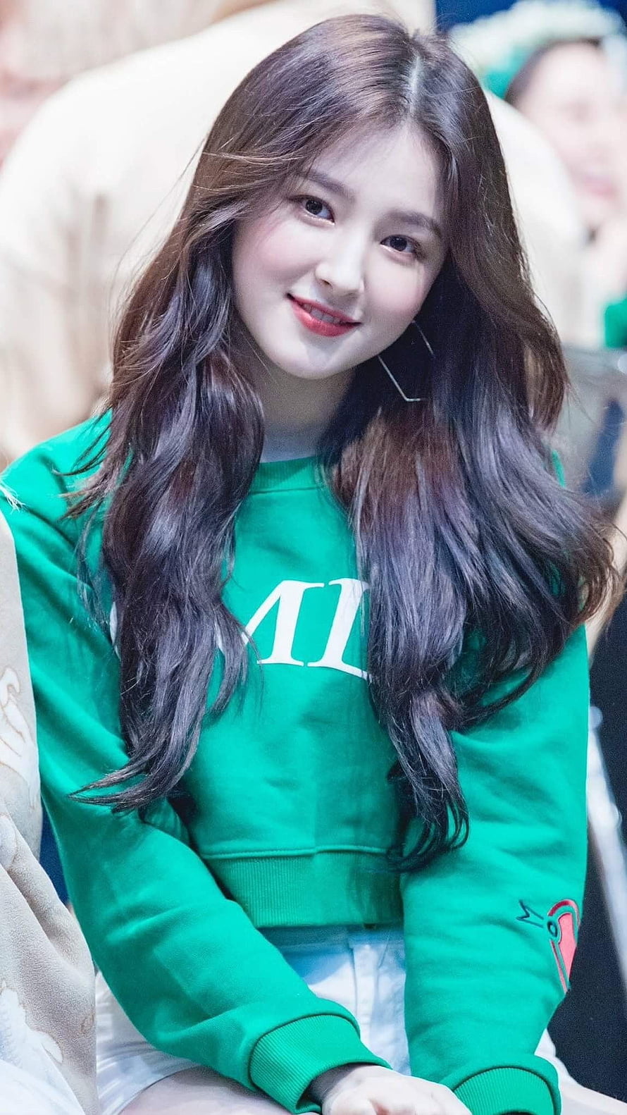 Nancy from Momoland in a Green Sweatshirt HD phone wallpaper