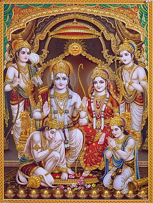 Radha Krishna with Balarama and Subhadra traditional Indian painting HD phone wallpaper