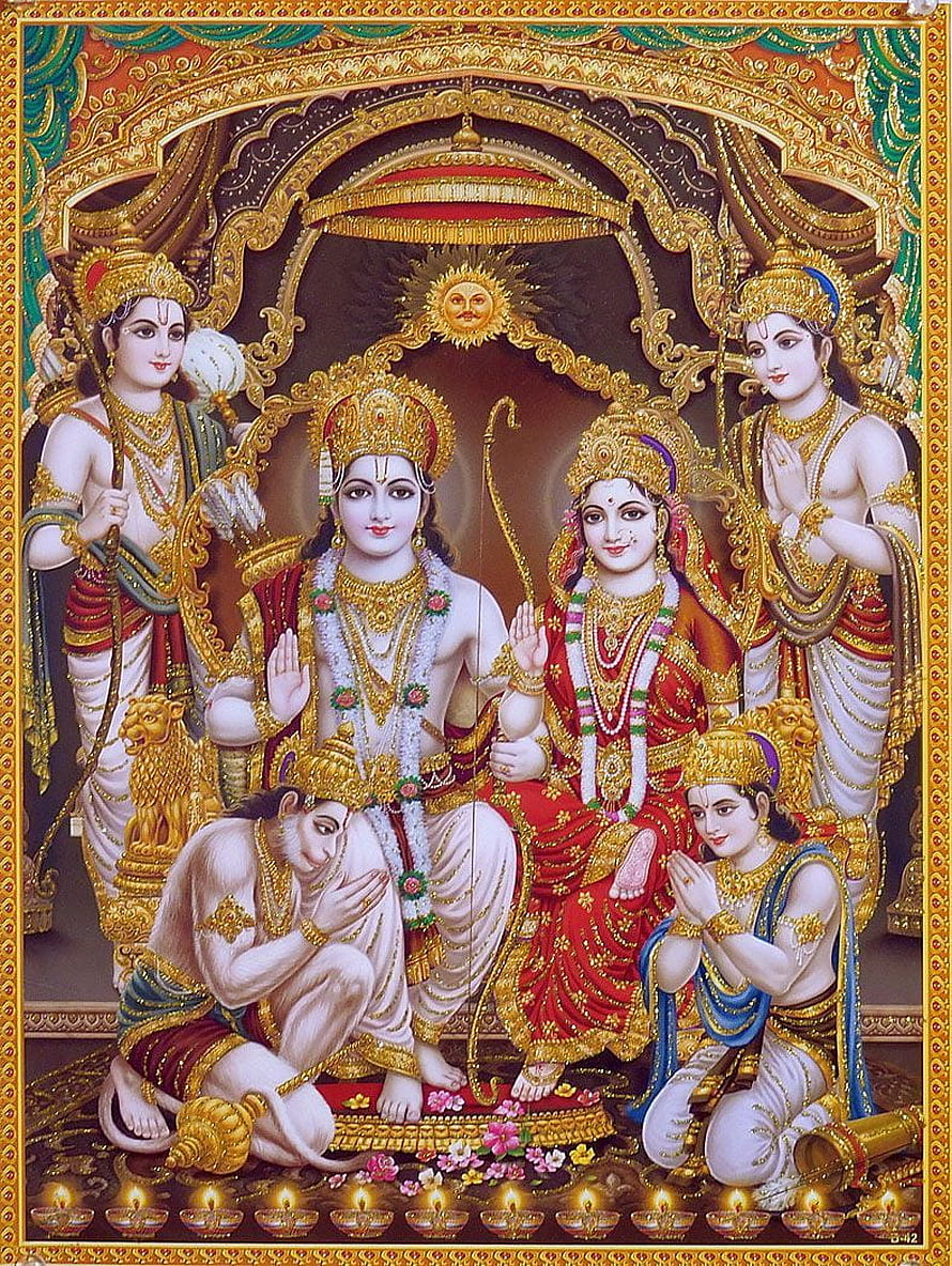 Radha Krishna with Balarama and Subhadra traditional Indian painting HD phone wallpaper