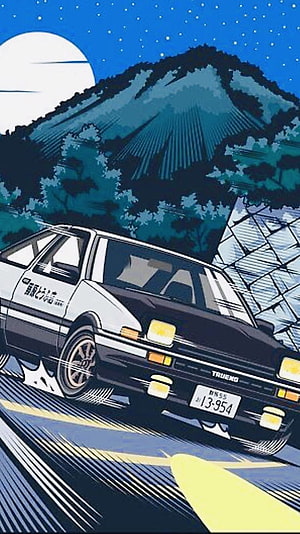 Initial D Toyota AE86 Trueno Night Drive Anime Illustration HD phone wallpaper