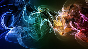 Abstract Colorful Smoke Swirls and Flowing Ribbons Digital Art Wallpaper HD wallpaper