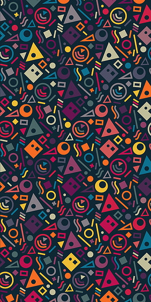Colorful Memphis Style Geometric Pattern Wallpaper HD phone wallpaper
