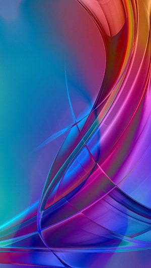 Vibrant Abstract Flowing Ribbons in Blue, Purple, and Orange Digital Art HD phone wallpaper
