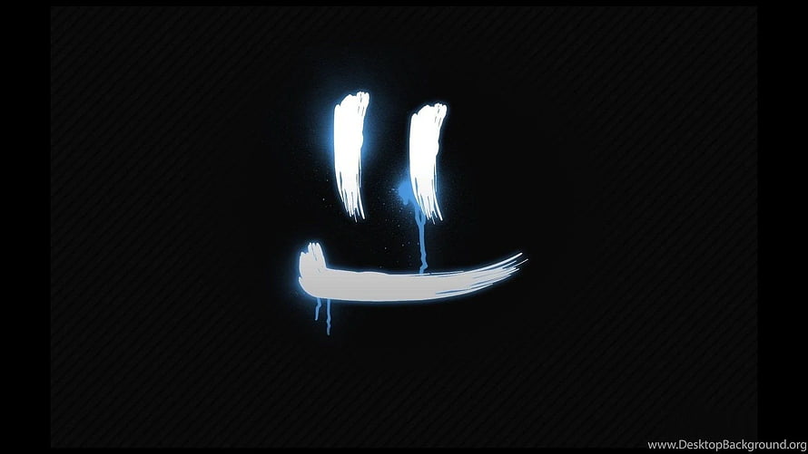 Glowing White Brush Stroke Smile Face On Dark Background HD wallpaper