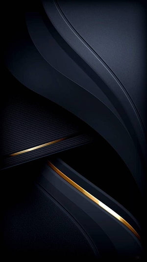 Abstract Dark Blue Curved Surfaces with Gold Accents HD phone wallpaper