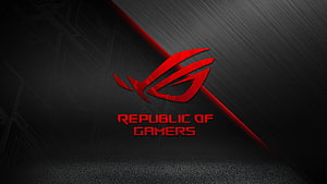 Asus Republic of Gamers Red Logo on Dark Brushed Metal Background HD wallpaper