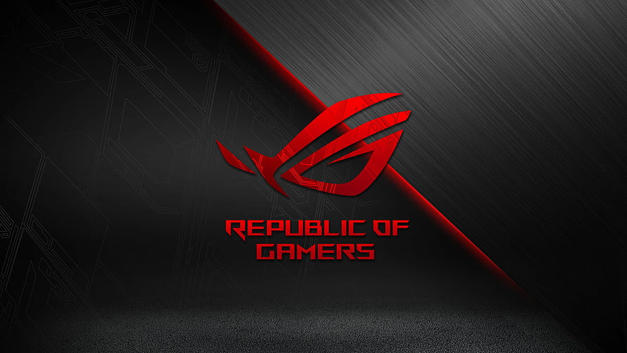 Asus Republic of Gamers Red Logo on Dark Brushed Metal Background HD wallpaper