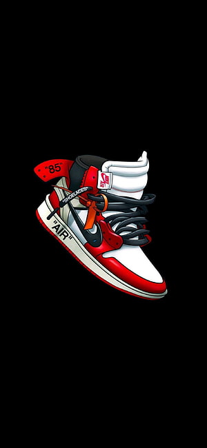 Illustrated Air Jordan 1 High OG Chicago sneaker with black background HD phone wallpaper