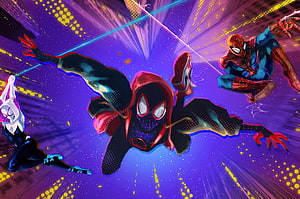 Spider-Man: Into the Spider-Verse Miles Morales Dynamic Action Scene HD wallpaper