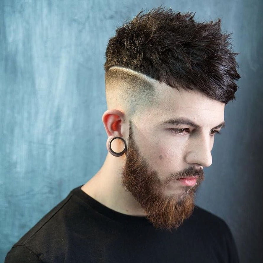 Men's Undercut Fade with Spiky Top and Full Beard Style HD phone wallpaper