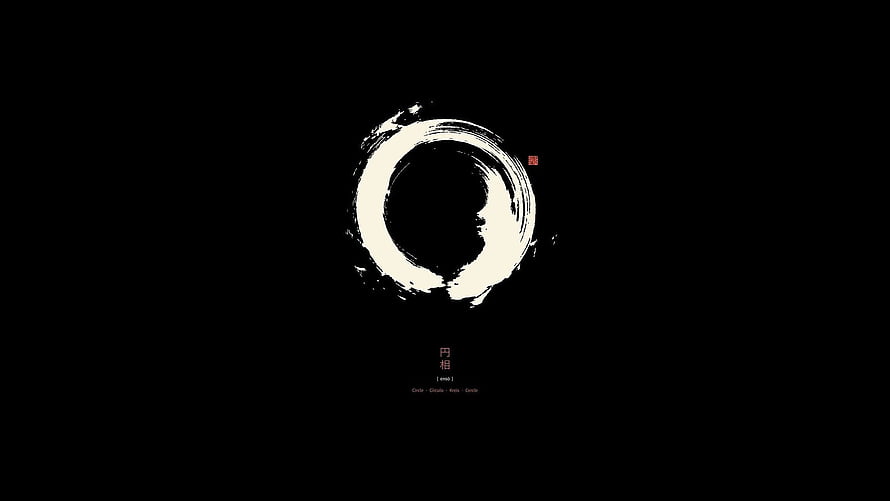 Japanese Enso Zen Circle Minimalist Black and White Ink Art Wallpaper HD wallpaper