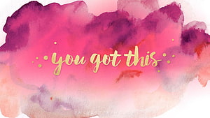 Inspirational Watercolor Quote with Gold Script on Pink and Purple Background HD wallpaper