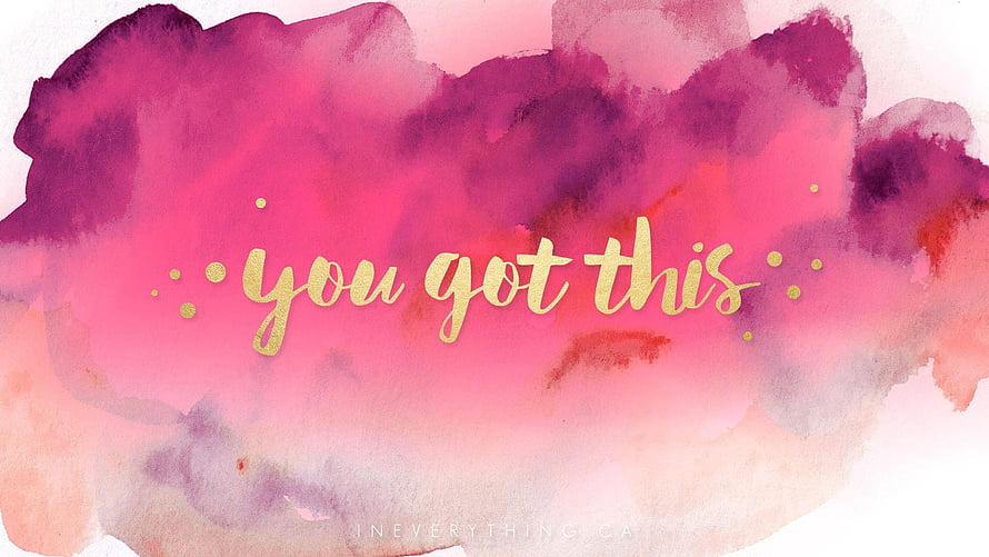 Inspirational Watercolor Quote with Gold Script on Pink and Purple Background HD wallpaper