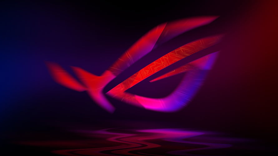 ASUS ROG Gaming Logo with Neon Red and Purple Glow on Dark Background HD wallpaper