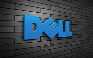 Dell Logo on Dark Brick Wall Background HD wallpaper