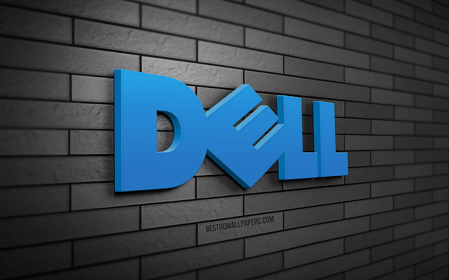 Dell Logo on Dark Brick Wall Background HD wallpaper