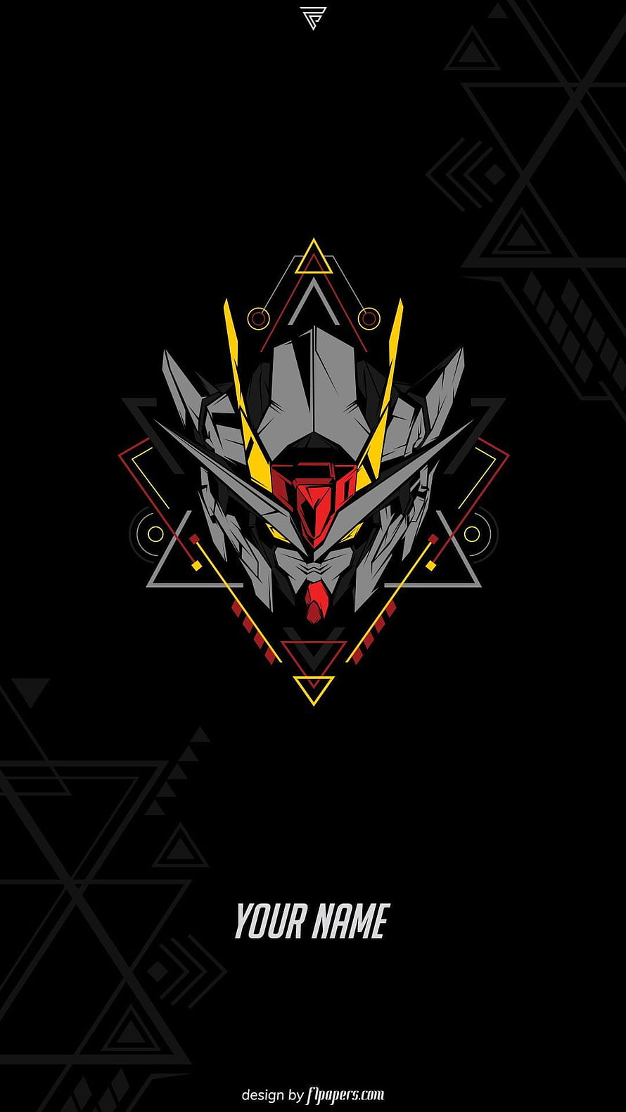 Gundam Head Vector Art with Geometric Triangles and Dark Minimalist Design HD phone wallpaper