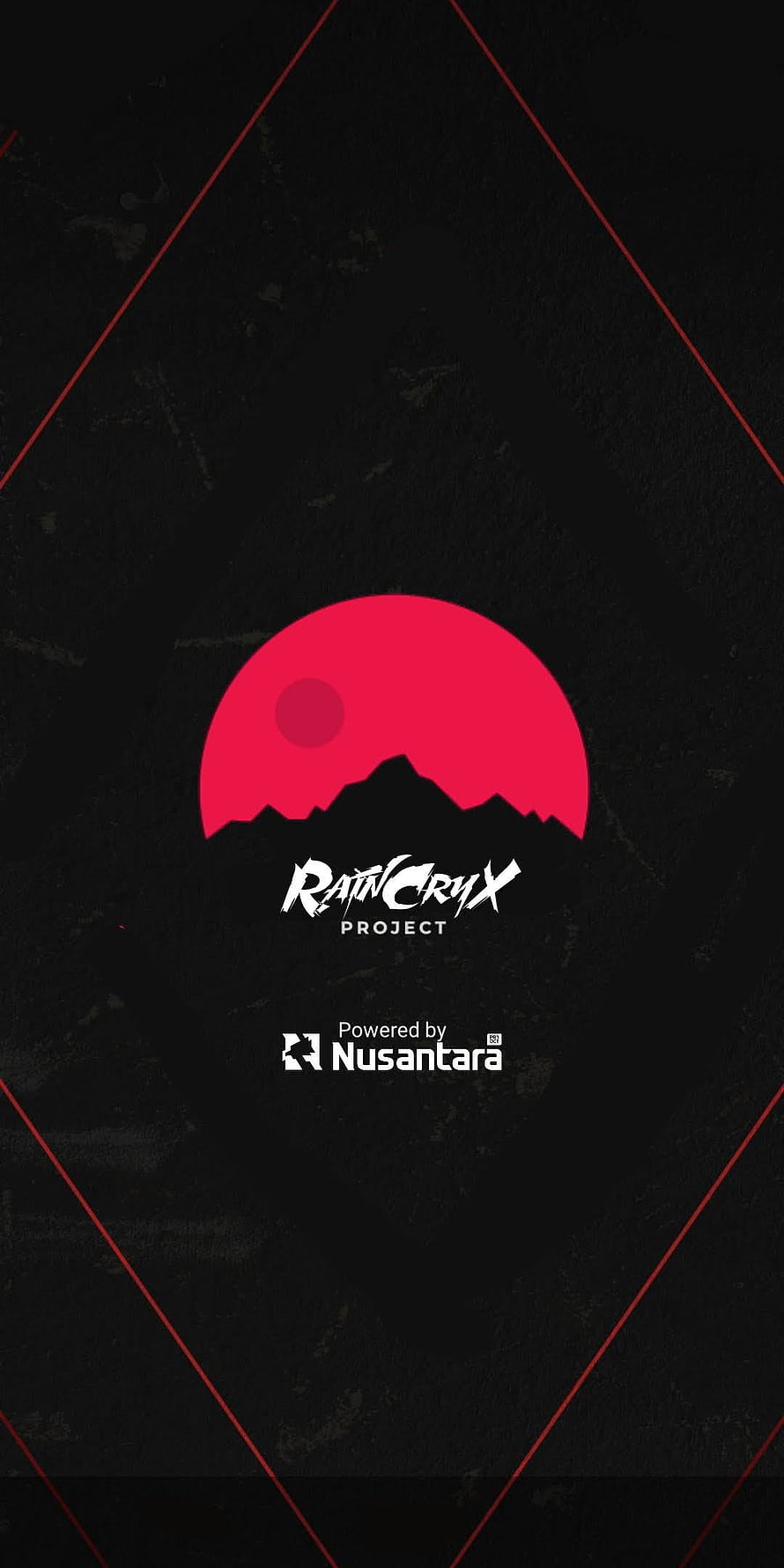 Ratnaryx Project Logo Wallpaper with Red Sun and Mountain Silhouette HD phone wallpaper