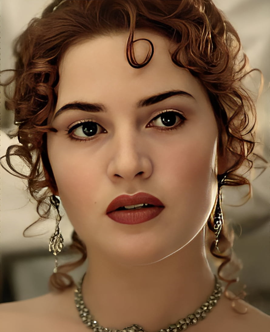 Portrait of a woman with curly brown hair, vintage makeup, and elegant jewelry, Kate Winslet, hollywood movie, Titanic HD phone wallpaper