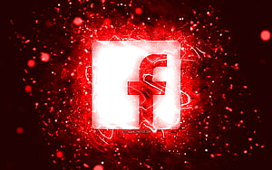 Glowing Facebook Logo With Red Neon Sparks And Abstract Particle Background HD wallpaper